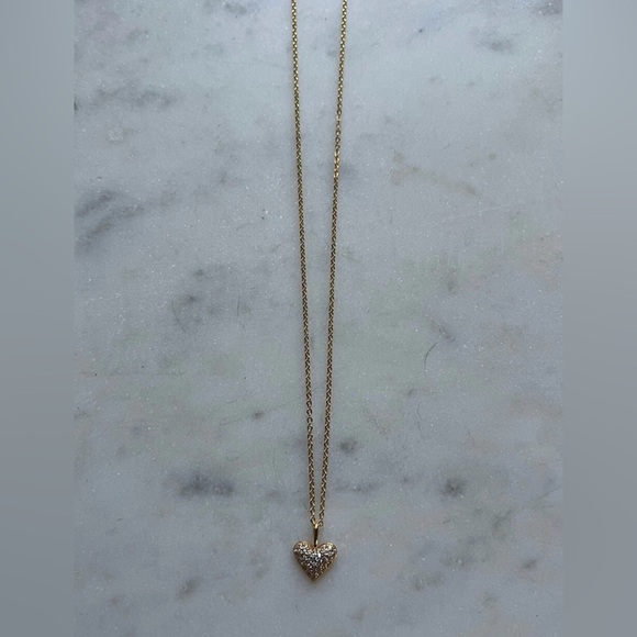 BaubleBar Jewelry - BaubleBar Bubble HEART PENDANT Necklace CLEAR Crystal Gold-Tone NWT 24”